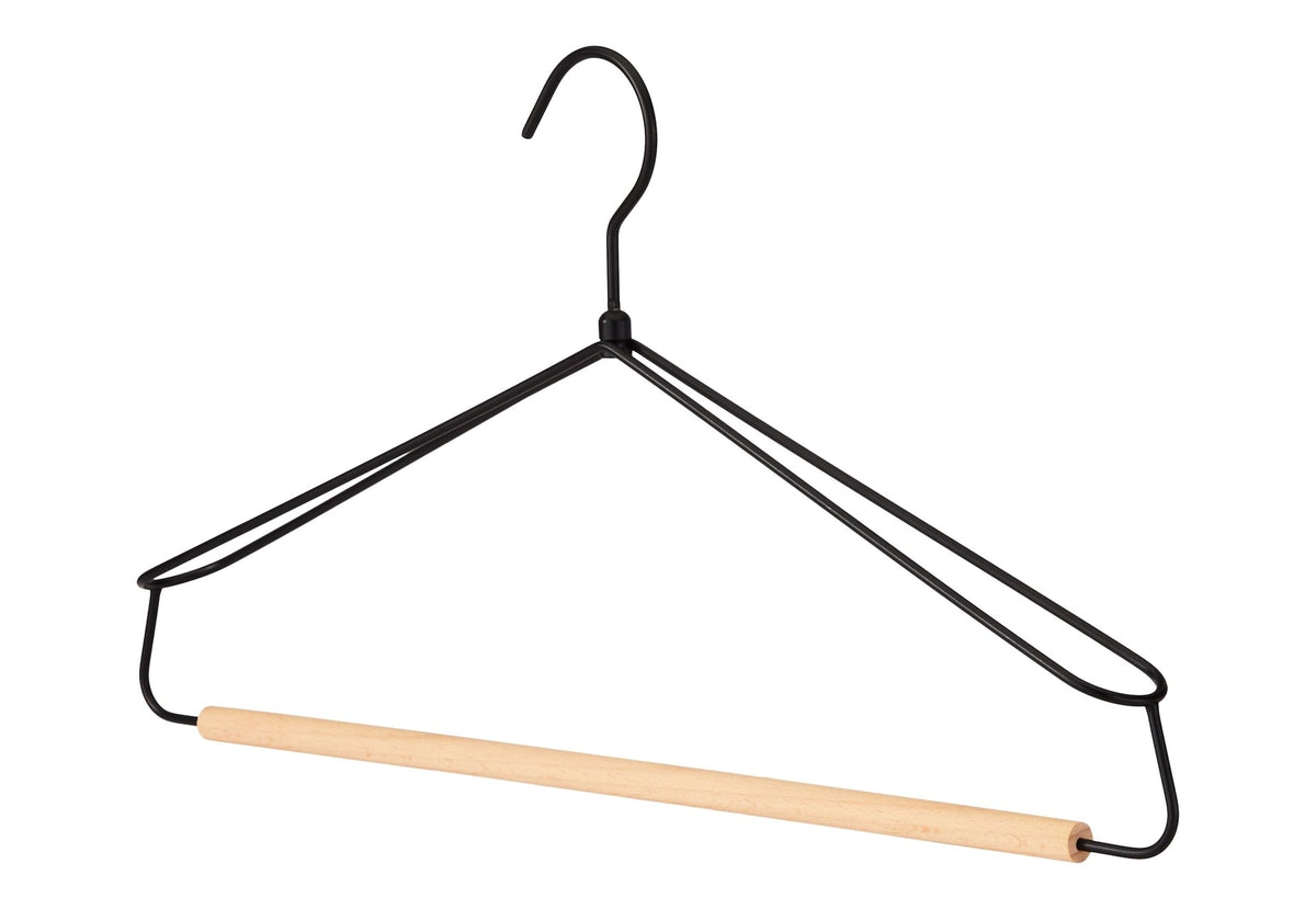 type A Metal Wire Hanger with Wooden Bar, 3-pk L1B0 - product image 1