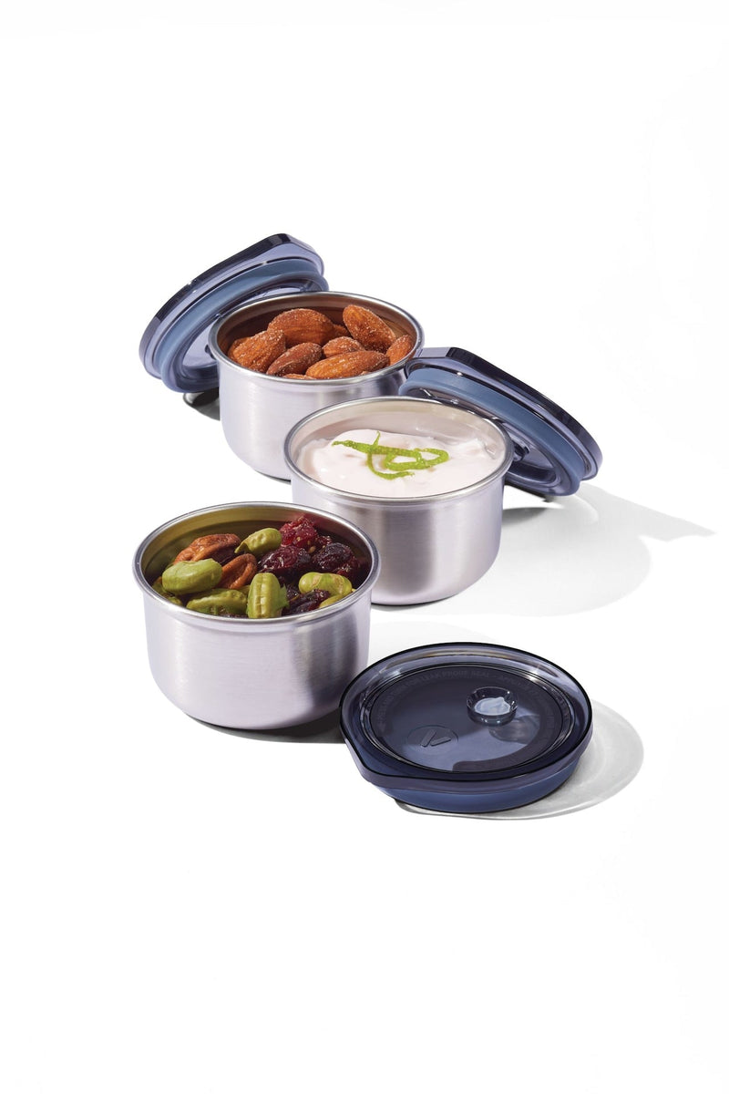 Leakproof Stainless Steel Mini Food Storage Pots and Lids, 3 Count I7K7