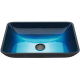 Glass Rectangular Vessel Bathroom Sink/Basin, Turquoise V1X3 - product image 1