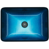 Glass Rectangular Vessel Bathroom Sink/Basin, Turquoise V1X3 - product image 2