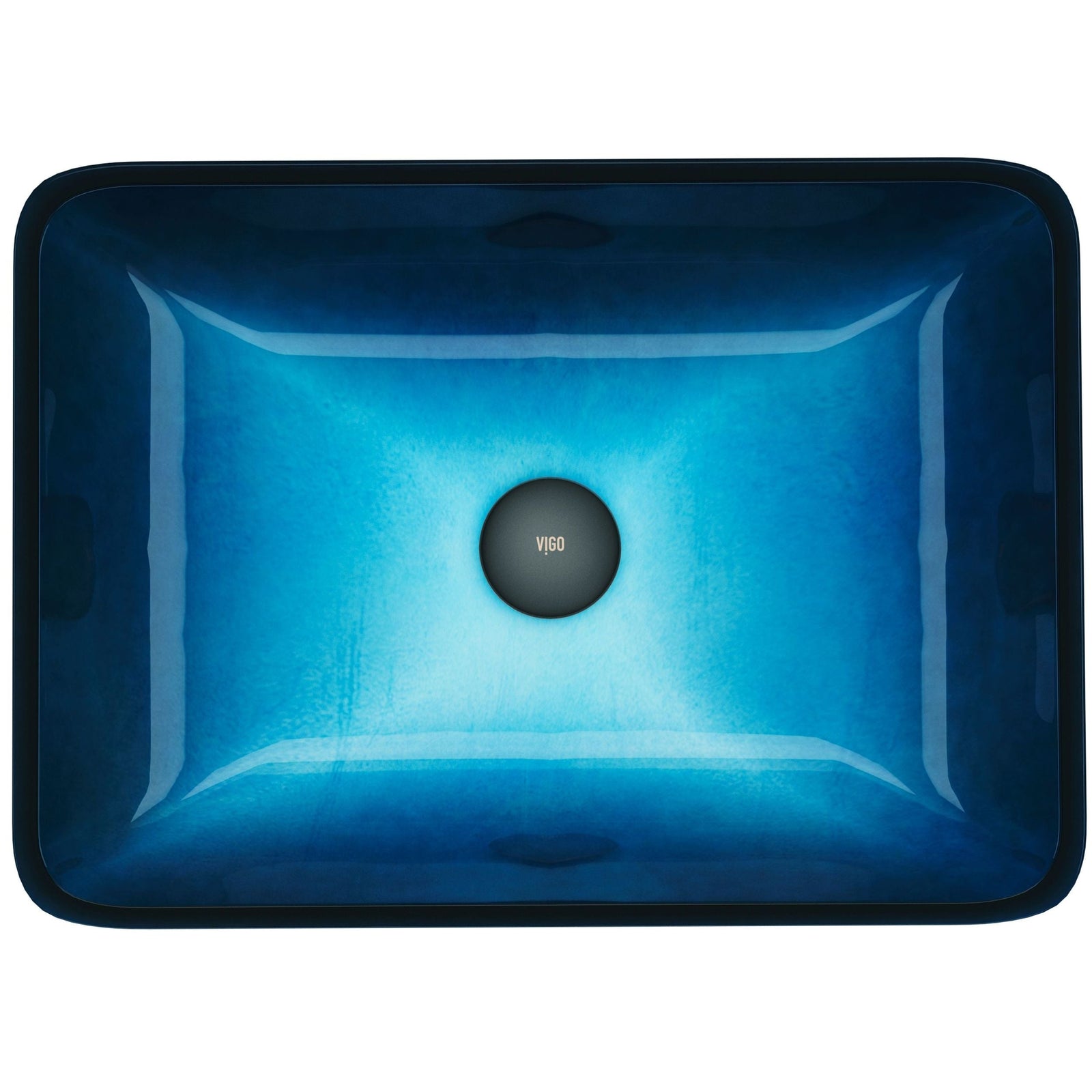 Glass Rectangular Vessel Bathroom Sink/Basin, Turquoise V1X3 - product image 2