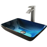 Glass Turquoise Water Bathroom Sink/Basin Set with Duris Faucet and Rectangular Vessel O9T8 - product image 1