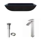Glass Turquoise Water Bathroom Sink/Basin Set with Duris Faucet and Rectangular Vessel O9T8 - product image 2