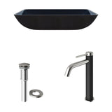 Glass Turquoise Water Bathroom Sink/Basin Set with Lexington Faucet and Rectangular Vessel D5Y6 - product image 2