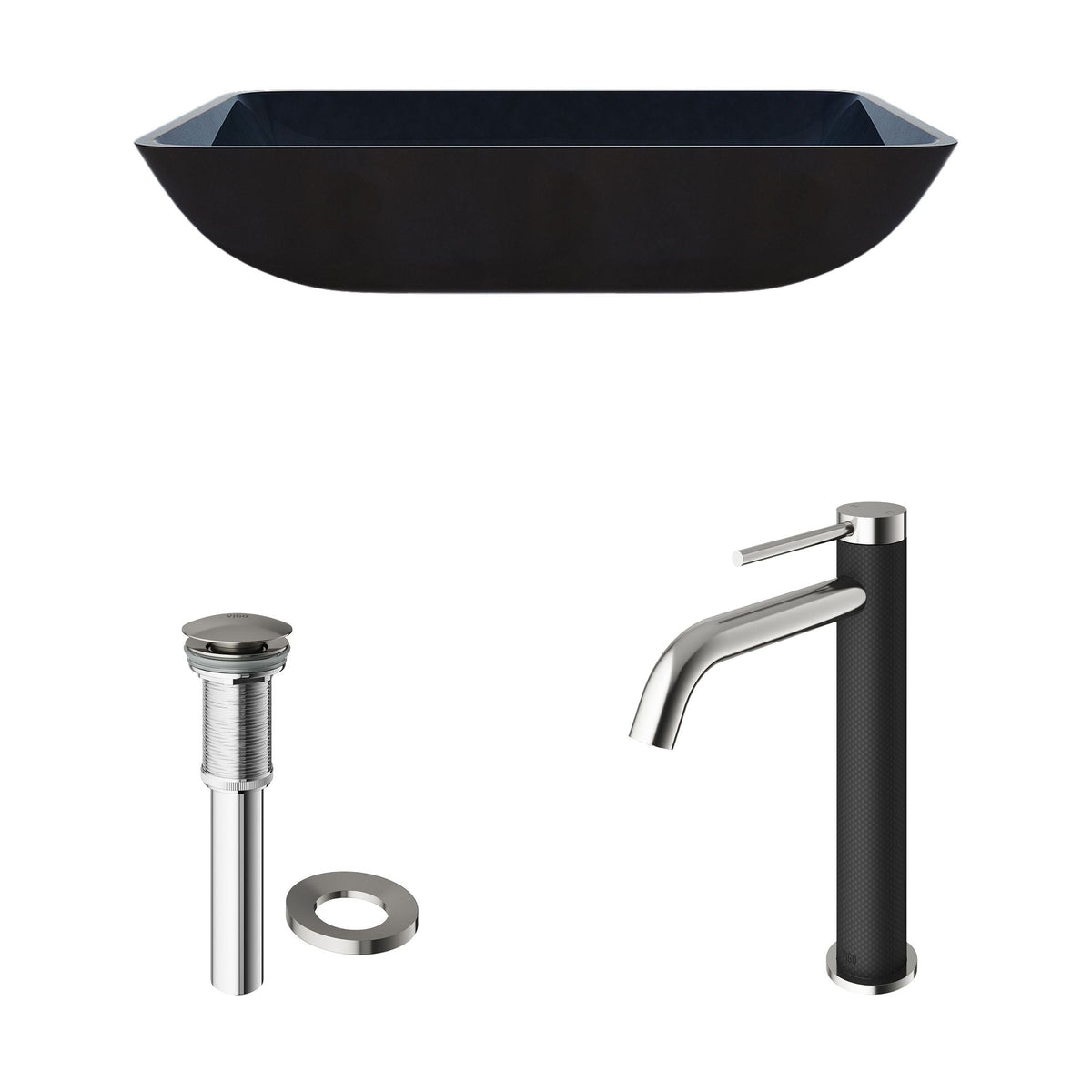 Glass Turquoise Water Bathroom Sink/Basin Set with Lexington Faucet and Rectangular Vessel D5Y6 - product image 2