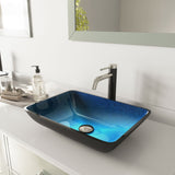 Glass Turquoise Water Bathroom Sink/Basin Set with Lexington Faucet and Rectangular Vessel D5Y6 - product image 8