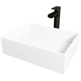 Montauk MatteStone White Bathroom Sink/Basin Set with Amada Faucet and Rectangular Composite Vessel W2G9 - product image 1