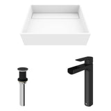 Montauk MatteStone White Bathroom Sink/Basin Set with Amada Faucet and Rectangular Composite Vessel W2G9 - product image 2