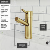 Noma Single Handle Single Hole Bathroom Sink Faucet, WaterSense Certified, Matte Gold F4K6 - product image 5