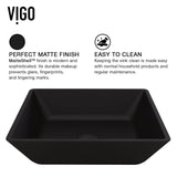 Roma Glass Square Vessel Bathroom Sink/Basin with Rounded Edges & Deep Bowl, Black X1Z2 - product image 3