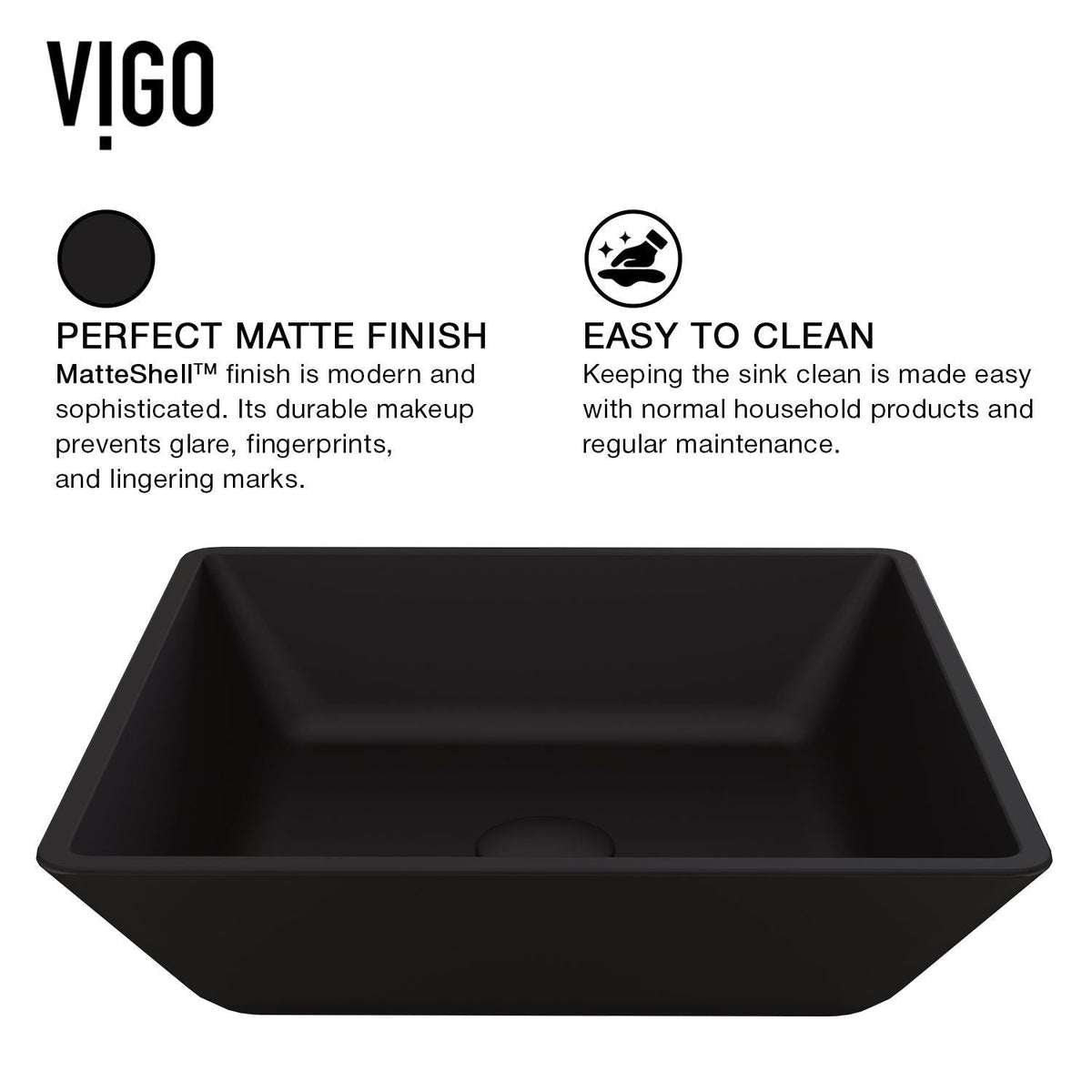Roma Glass Square Vessel Bathroom Sink/Basin with Rounded Edges & Deep Bowl, Black X1Z2 - product image 3