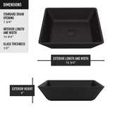 Roma Glass Square Vessel Bathroom Sink/Basin with Rounded Edges & Deep Bowl, Black X1Z2 - product image 4