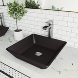 Roma Glass Square Vessel Bathroom Sink/Basin with Rounded Edges & Deep Bowl, Black X1Z2 - product image 7