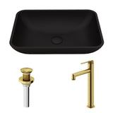 Sottile MatteShell Matte Black Bathroom Sink/Basin Set with Sterling Faucet and Glass Rectangular Vessel C3B4 - product image 2