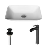 Sottile MatteShell White Bathroom Sink/Basin Set with Niko Faucet and Glass Rectangular Vessel I0H7 - product image 2