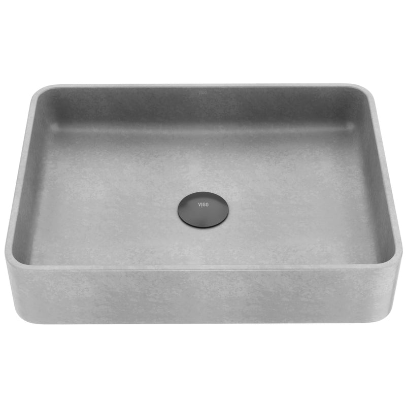 Tarragona Gothic ConcretoStone 19x14-in Deep Grey Bathroom Sink/Basin with Rectangular Vessel J0Y9