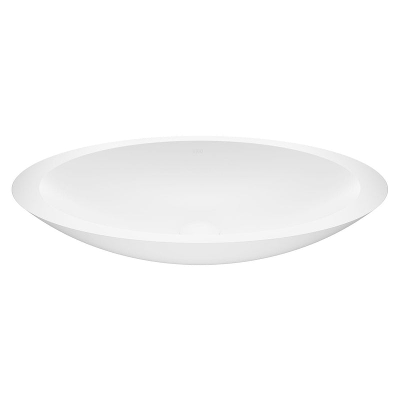 Wisteria Matte Stone Circular Vessel Bathroom Sink/Basin with Deep Bowl, White C1Z2