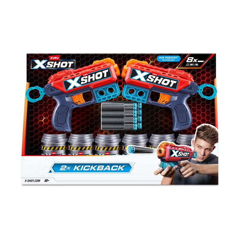 X-Shot Excel Double Kickback Dart Blaster, Includes 6 Cans & 8 Darts, 2-pk, Ages 8+ V5S7