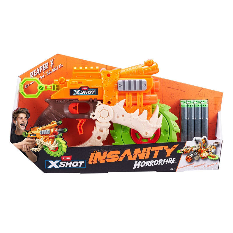 X-Shot Insanity HorrorFire Reaper X Dart Blaster with Saw Blade, Includes 8-Darts, Ages 8+ R3U2